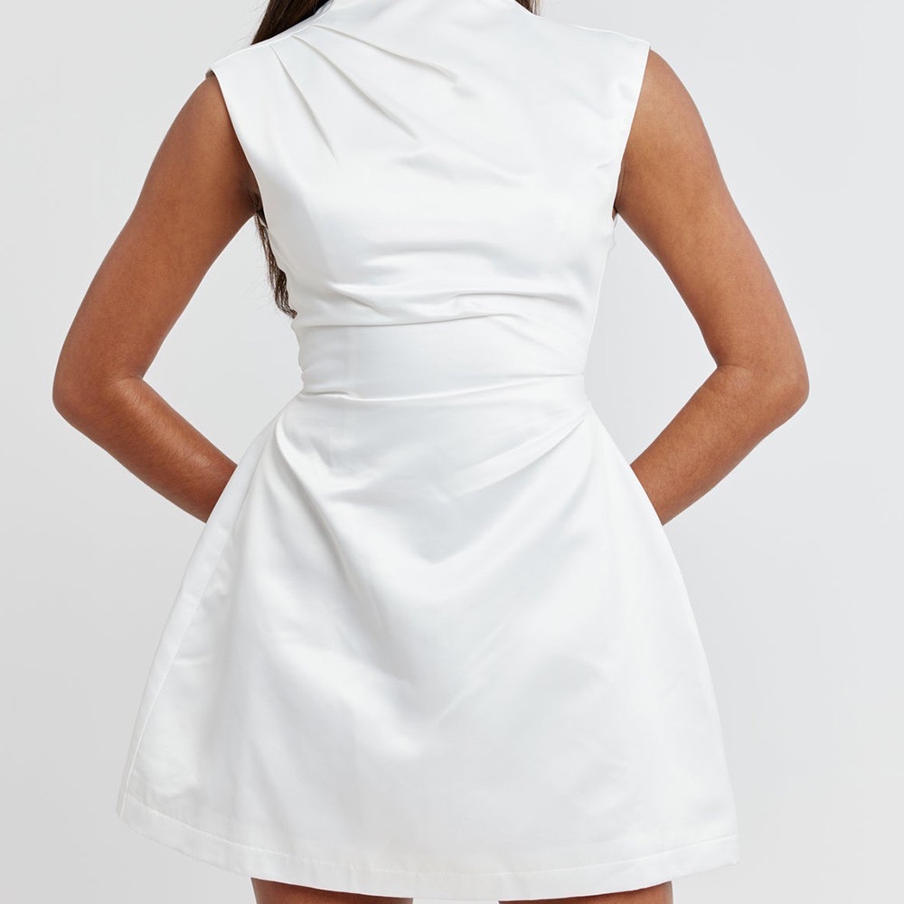 Elegant White Satin Dress